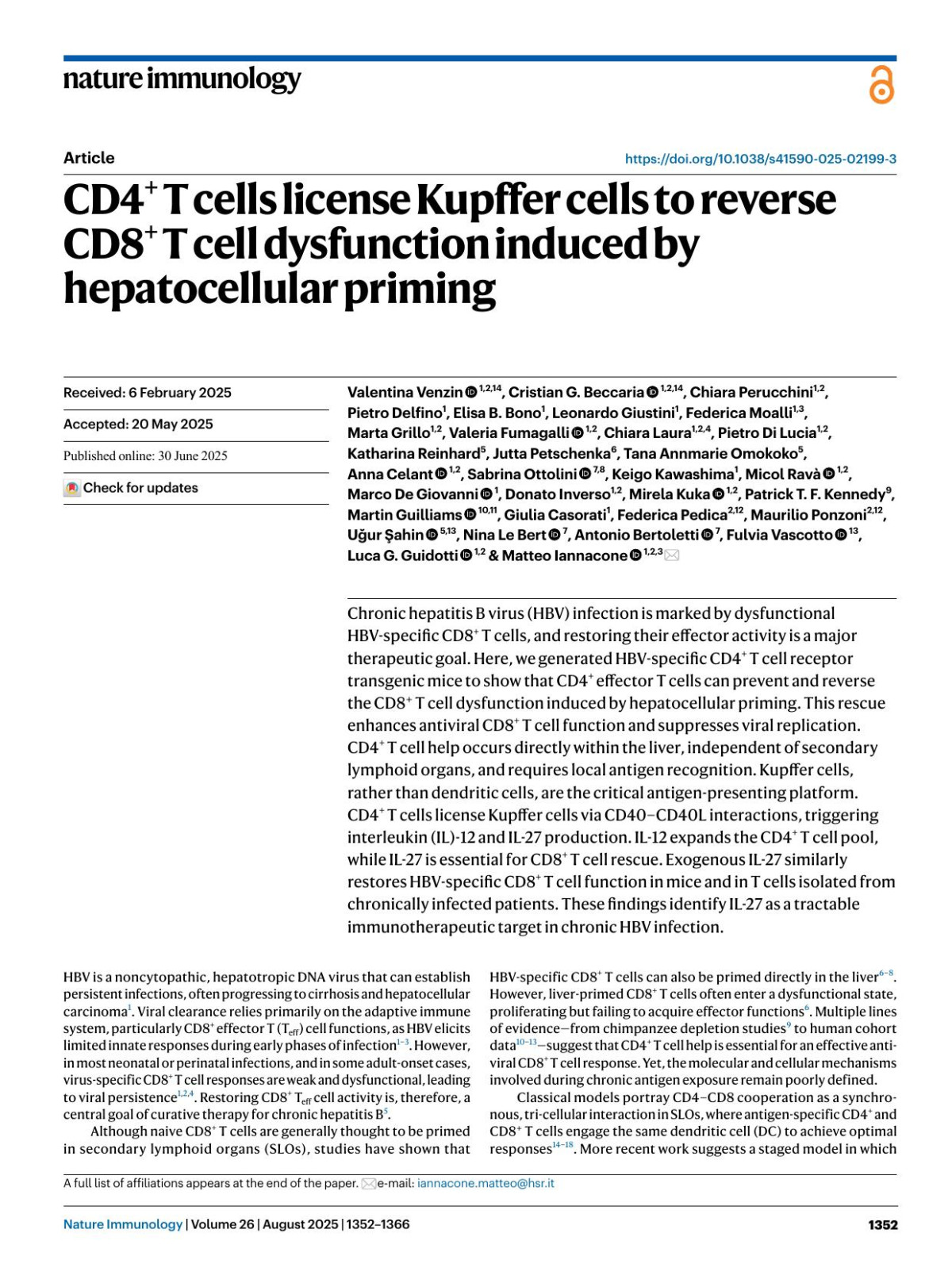 Cd4 T Cells License Kupffer Cells To Reverse Cd8 T Cell Dysfunction Induced By Hepatocellular Priming Valentina Venzin Cristian G Beccaria Chiara Perucchini Pietro Delfino Elisa B Bono Leonardo Giustini Federica Moalli Marta Grillo Valeria Fumagalli Chiara Laura Pietro Lucia Katharina Reinhard Jutta Petschenka Tana Annmarie