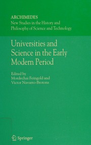 Universities And Science In The Early Modern Period 1 Edition Feingold