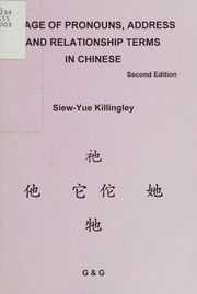 Usage Of Pronouns Address And Relationship Terms In Chinese 2nd Ed Killingley
