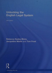 Unlocking The English Legal System Huxleybinns Rebecca Author