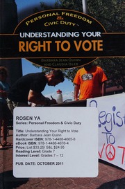 Understanding Your Right To Vote 1st Ed Quinn Barbara 1974