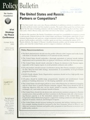 The United States And Russia Partners Or Competitors Strategy For Peace Conference 41st 2000 Warrenton