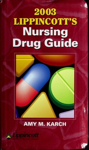 2003 Lippincotts Nursing Drug Guide Karch Amy Morrison 1949
