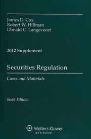 2012 Case Supplement Securities Regulation Cases And Materials Sixth Edition Cox