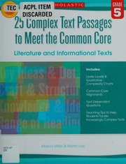 25 Complex Text Passages To Meet The Common Core Literature And Informational Texts Grade 5 Lee