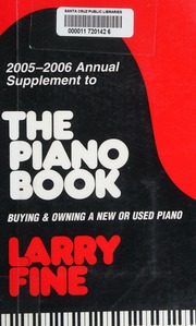 20052006 Annual Supplement To The Piano Book Buying Owning A New Or Used Piano New Ed Edition Fine