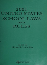 2001 United States School Laws And Rules Levin Michael I West Publishing Company