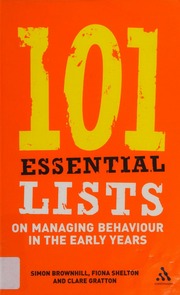 101 Essential Lists On Managing Behaviour In The Early Years Brownhill