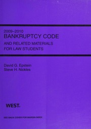 20092010 Bankruptcy Code And Related Materials For Law Students Epstein