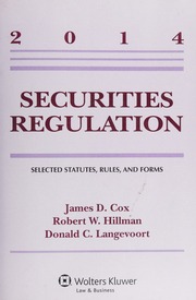 2014 Securities Regulation Selected Statutes Rules And Forms 2014 Ed Cox