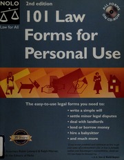 101 Law Forms For Personal Use 2nd Ed Leonard Robin Warner Ralph E Nolo Firm