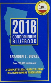 2016 Condominium Bluebook For California 28th Edition Bickel