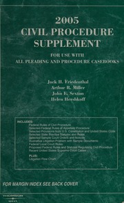 2005 Civil Procedure Supplement Friedenthal Jack H