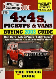 4x4s Pickups Vans 2003 Consumer Buying Guide Consumer Guide Editors