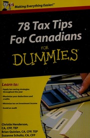 78 Tax Tips For Canadians For Dummies Henderson Christie Quinlan