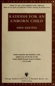 Kaddish For An Unborn Child 1st Vintage International Ed Kertész