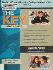 The Key Student Study Guide Math 11 Foundations For College Math 200910 Edition Ontario Rao