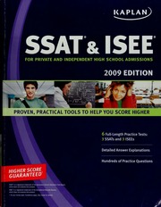 Kaplan Ssat Isee 2009 For Private And Independent School Admissions Kaplan Publishing