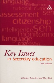 Key Issues In Secondary Education Introductory Readings 2 Edition Beck