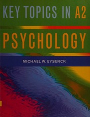 Key Topics In A2 Psychology Eysenck Michael W