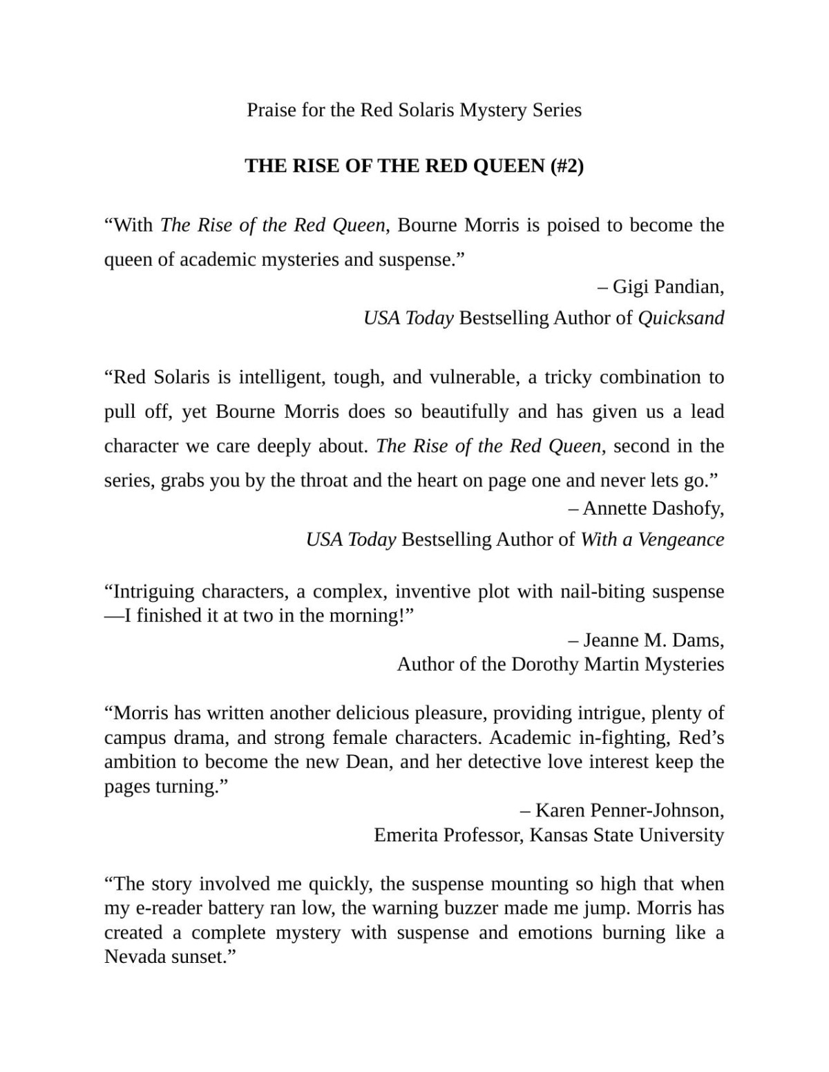 The Rise Of The Red Queen Bourne Morris