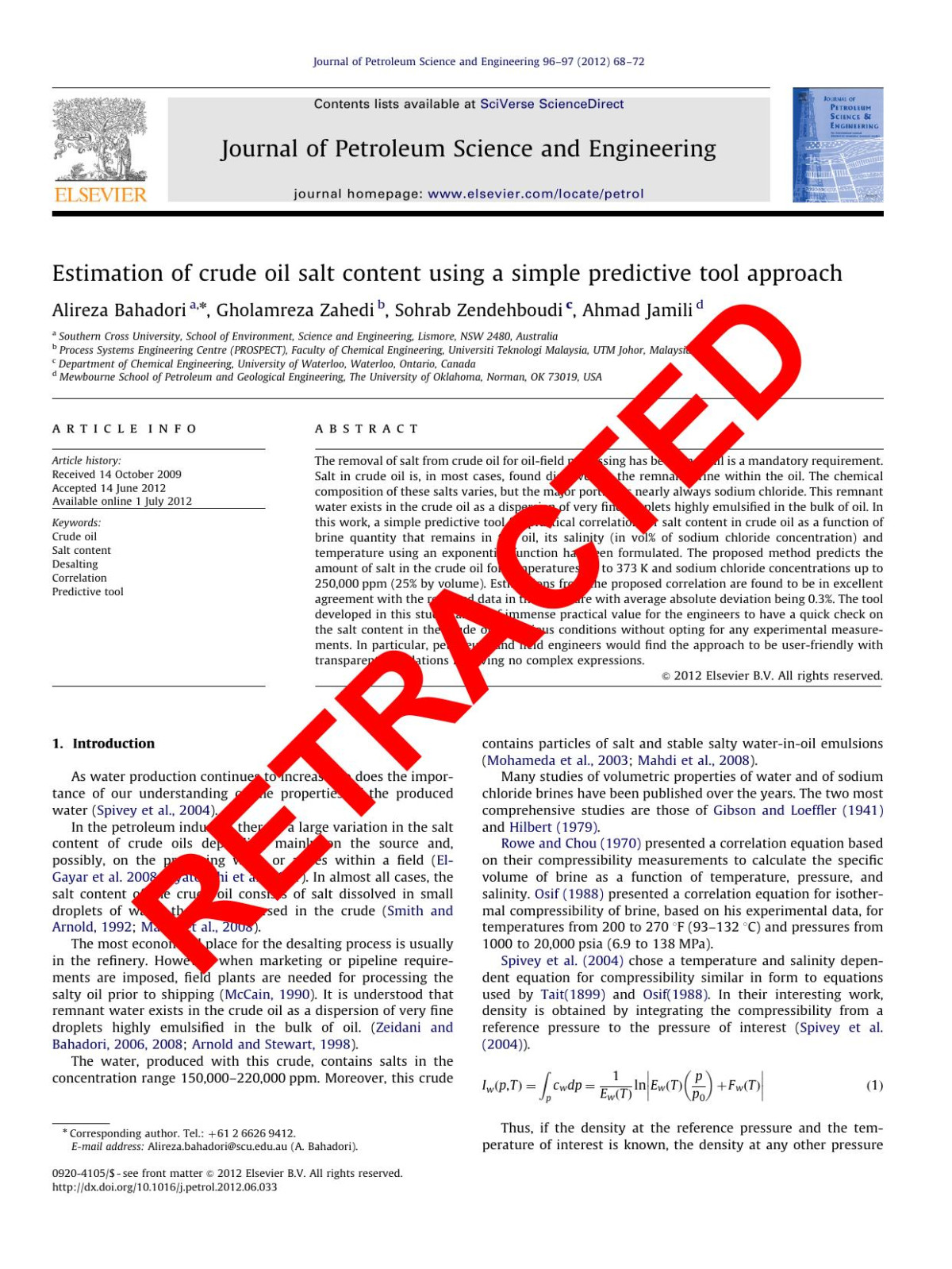 Estimation Of Crude Oil Salt Content Using A Simple Predictive Tool Approach Alireza Bahadori