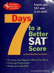 7 Days To A Better Sat Score Gruenbaum David Benjamin Gruenbaum