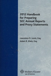 2012 Handbook For Preparing Sec Annual Reports And Proxy Statements Unknown