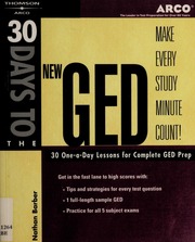 30 Days To The New Ged 30 Oneday Lessons For Complete Ged Prep None Barber