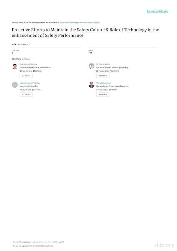 Proactive Efforts To Maintain The Safety Culture And Role Of Technology In The Enhancement Of Safety Performance Vipin Kumar Sharma