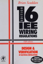 16th Edition Iee Wiring Regulations Design And Verification Of Electrical Installations Scaddan