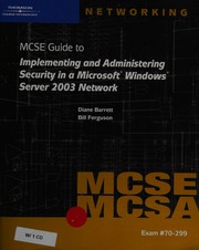 70299 Mcse Guide To Implementing And Administering Security In A Microsoft Windows Server 2003 Network Barrett