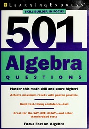 501 Algebra Questions 1 Edition Recco William