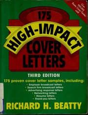 175 Highimpact Cover Letters 3rd Edition Beatty Richard H 1939