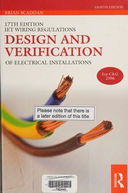 17th Edition Iet Wiring Regulations Design And Verification Of Electrical Installations 8th Ed Scaddan