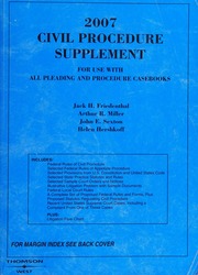 2007 Civil Procedure Supplement Friedenthal Jack H
