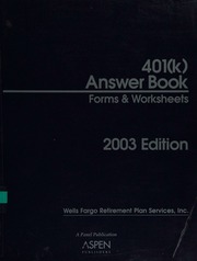 401k Answer Book Forms Worksheets Wells Fargo Retirement Plan Services