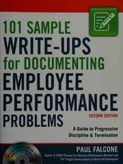 101 Sample Writeups For Documenting Employee Performance Problems A Guide To Progressive Discipline Termination Falcone