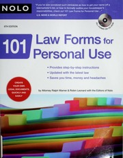 101 Law Forms For Personal Use 6th Edition Warner Ralph E Leonard