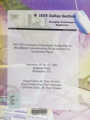 2001 Ieee Emerging Technologies Symposium On Broadband Communications For The Internet Era Symposium Digest September 10th 11th 2001 Richardson Tx Ieee Emerging Technologies Symposium On Broadband Communications For The Internet Era 3rd 2001 Richardson