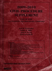 20092010 Civil Procedure Supplement None Friedenthal Jack H