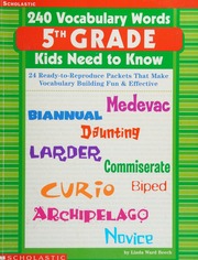240 Vocabulary Words Kids Need To Know 24 Readytoreproduce Packets That Make Vocabulary Building Fun Effective Grade 5 Beech