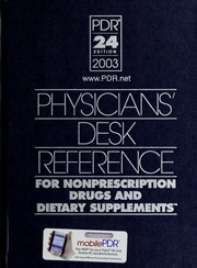 Physicians Desk Reference For Nonprescription Drugs And Dietary Supplements 2003 24th Edition Pdr Staff