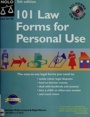 101 Law Forms For Personal Use Book With Cdrom 5th Edition 5 Papcdr Edition Robin Leonard