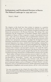 The 19992000 Elections In Russia Their Impact And Legacy None None