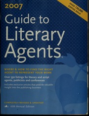 2007 Guide To Literary Agents 16th Edition Masterson Joanna