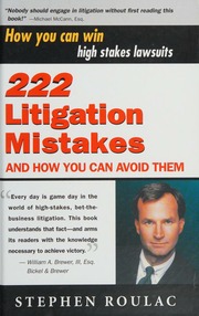 222 Litigation Mistakes And How You Can Avoid Them Roulac Stephen E