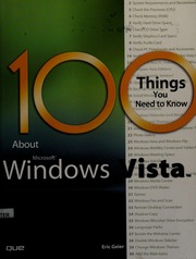 100 Things You Need To Know About Microsoft Windows Vista 1 Edition Geier
