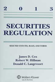 2013 Securities Regulation Selected Statutes Rules And Forms 2013 Ed Cox