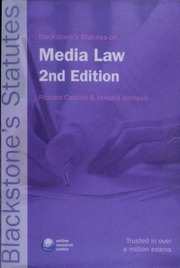 Blackstones Statutes On Media Law Caddell Richard Johnson Howard